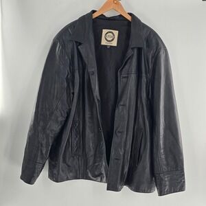 Wilson's Leather M Julian Mens Black 100% Leather Car Coat Jacket XL RN69426 Y2K